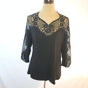 Eden Rose Black Lace Women's Blouse